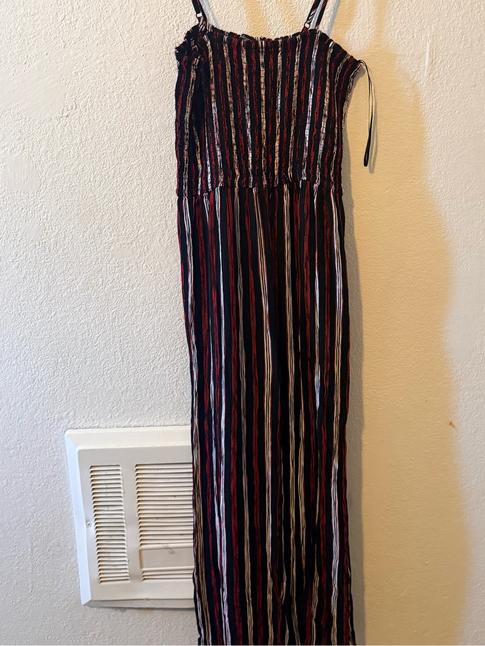 Striped Maxi Jumpsuit with Cinch Bodice - Multicolor